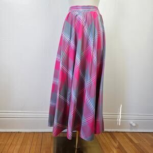 Vintage That's Me Plaid Full Midi Skirt 11/12 2/4/6 Pink Grey Twirl